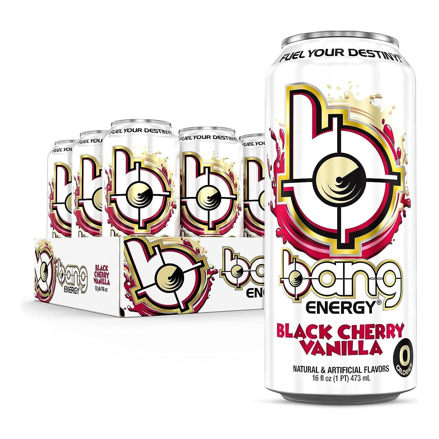 Bang Black Cherry Vanilla Sugar-Free Energy Drink | 16 Fl Oz (12-Pack) - Bang Energy