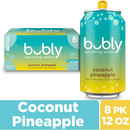 bubly Sparkling Water, Coconut Pineapple, 12oz Cans (8 Pack)