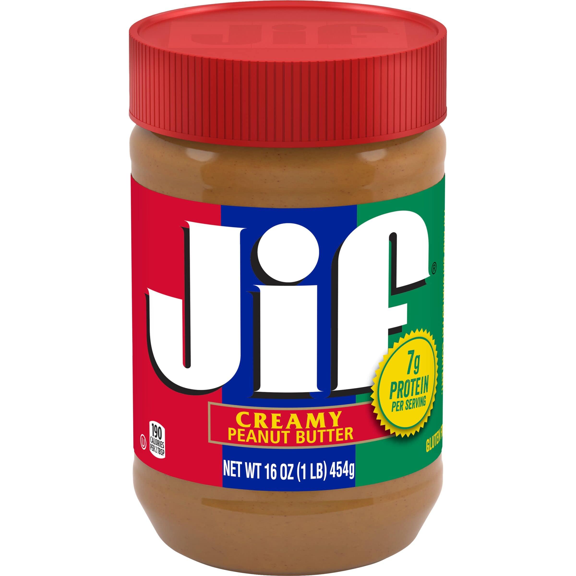 Jif Creamy Peanut Butter, Gluten-Free, 16 oz Jar - Jif