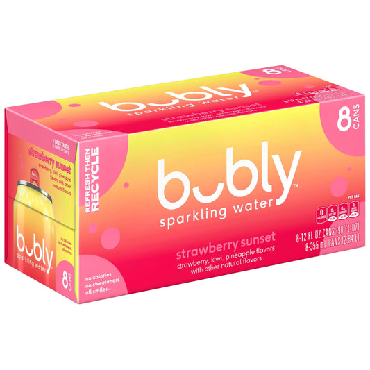 Bubly Sparkling Water Strawberry Sunset 12oz 8pk