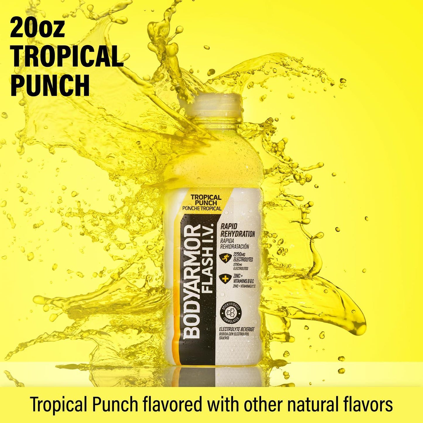 BODYARMOR Flash IV Tropical Punch Electrolyte Drink, 20 Fl Oz (12-Pack)