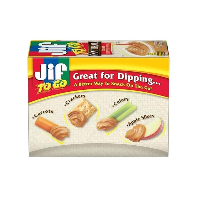 JIF To Go Natural Creamy PB 8 Cups (1.5 oz) - Pack of 6 - Jif