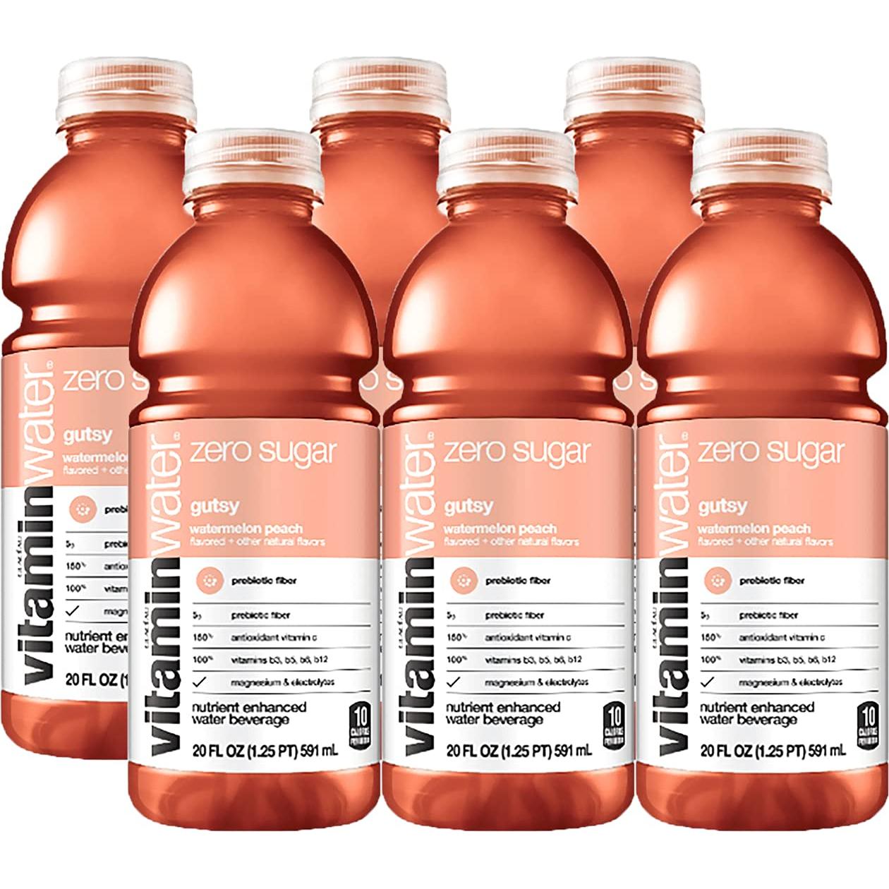 Electrolyte Enhanced Vitamin Water Zero Gutsy – 20 Oz Bottles (Pack of 6)