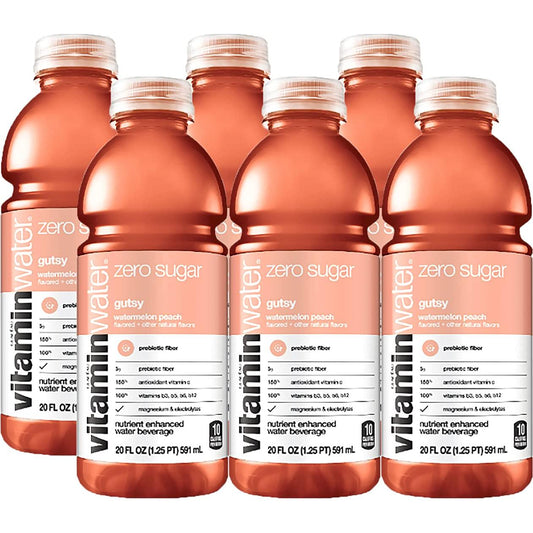 Electrolyte Enhanced Vitamin Water Zero Gutsy – 20 Oz Bottles (Pack of 6)