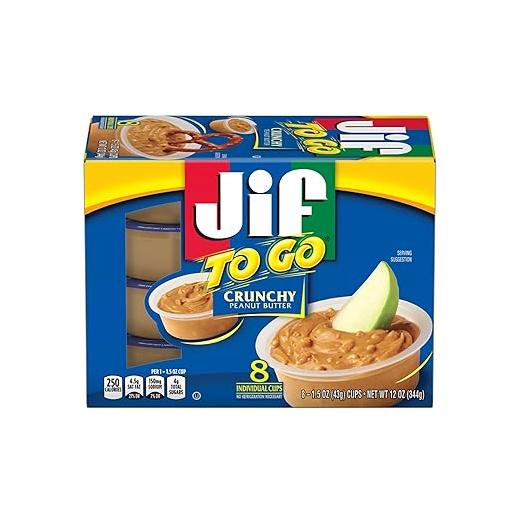 JIF To Go Crunchy Peanut Butter Cups, 8-Pack of 1.5 oz, 6 Cases - Jif