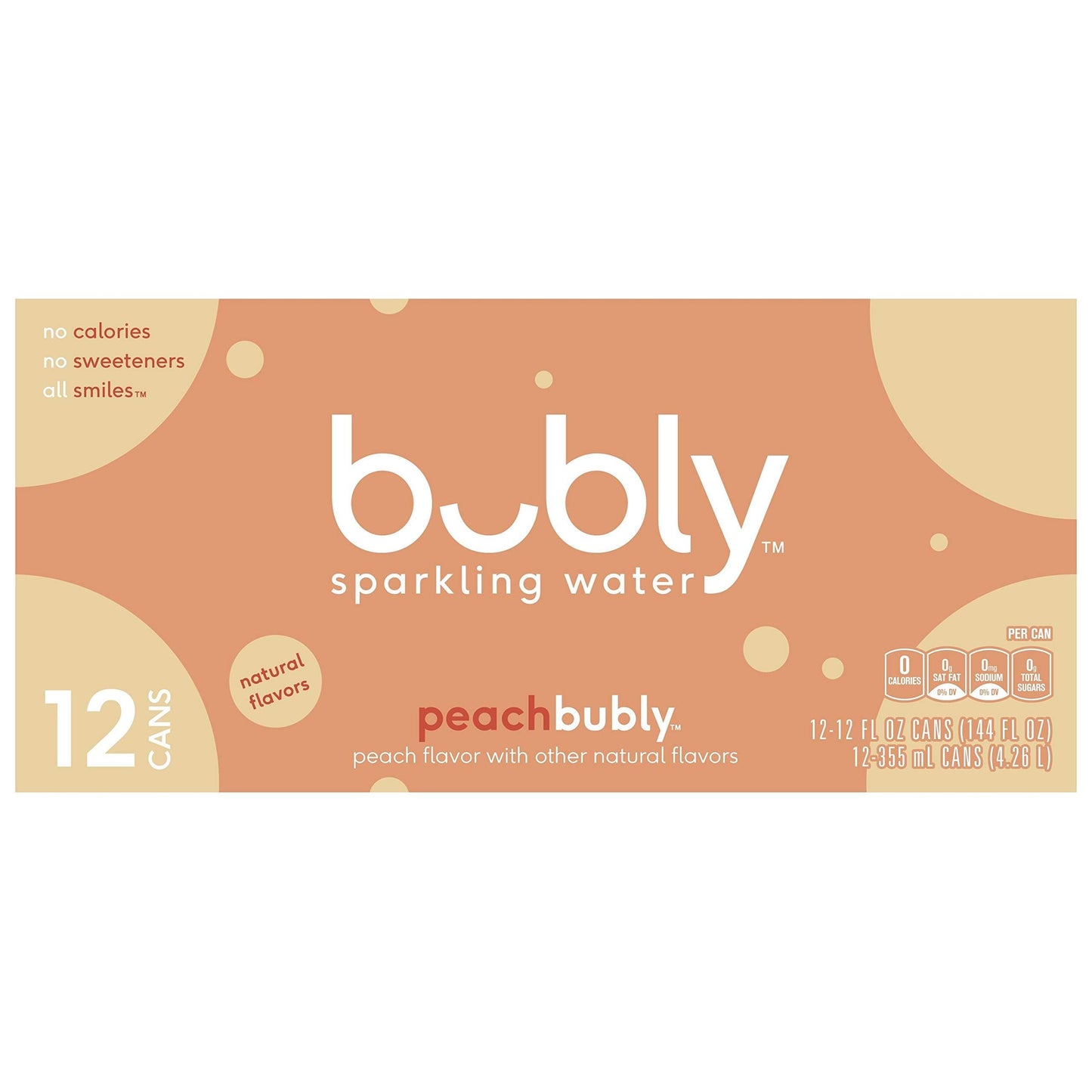 Bubly Peach Flavored Sparkling Water, 12 Oz Cans (12-Pack)