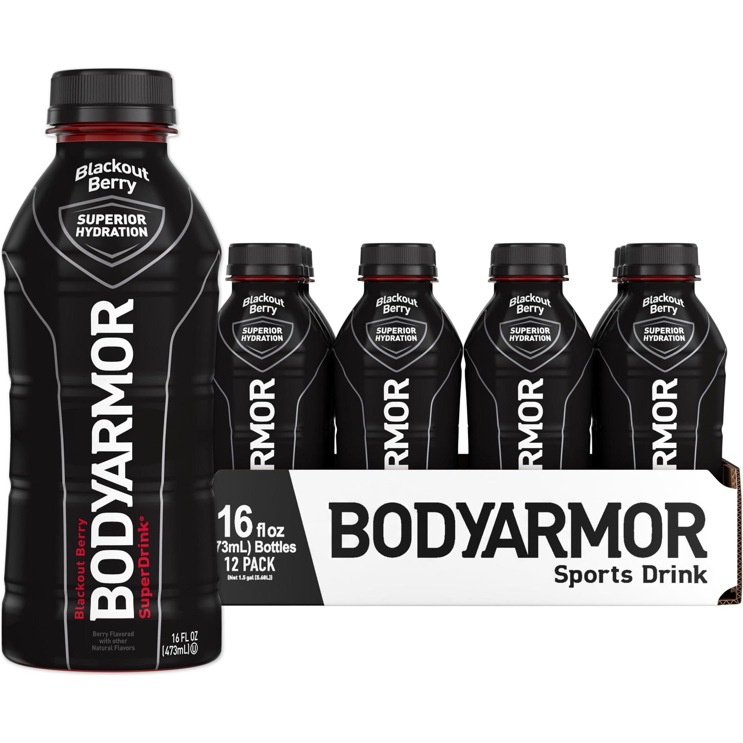 BODYARMOR Blackout Berry Sports Drink with Coconut Water, 16 Fl Oz (Pack of 12)