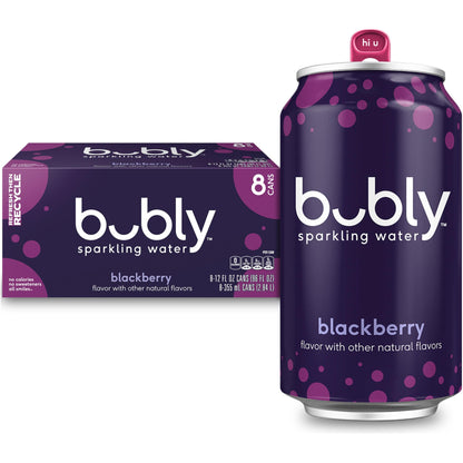 Bubly Sparkling Water, Blackberry, 12 Ounce, 8 Count