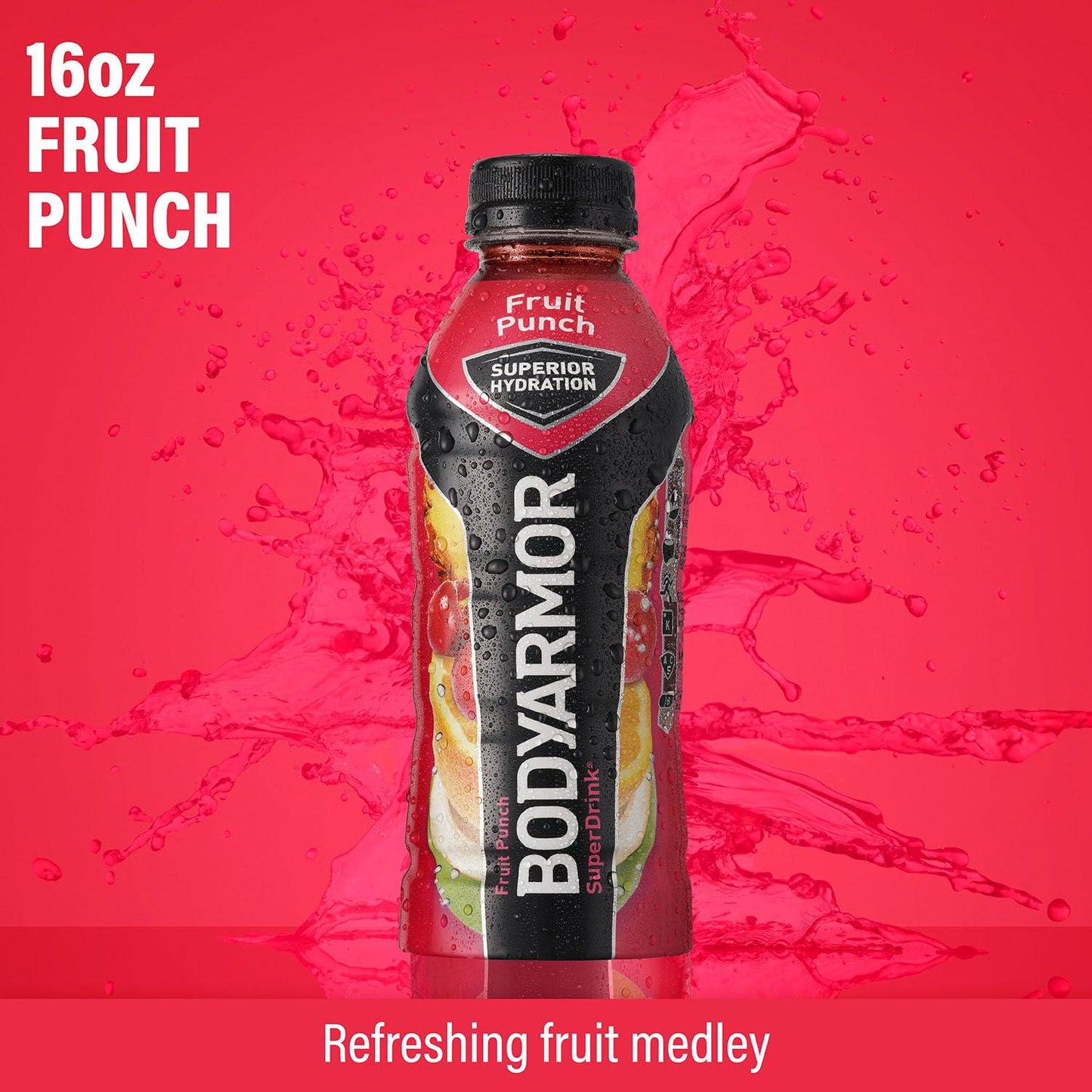 BODYARMOR Fruit Punch Sports Drink - Hydrating Beverage with Electrolytes, 16 Fl Oz (Pack of 12)