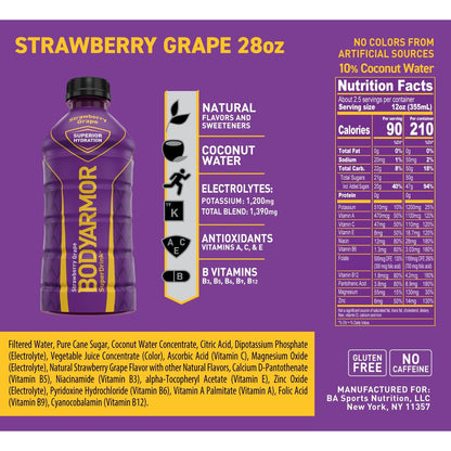 BODYARMOR Strawberry Grape Sports Drink, 28 Fl Oz - 12 Pack