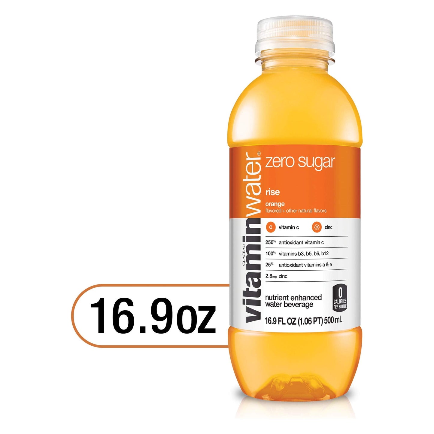 Vitaminwater Zero Rise Orange Flavored Hydration, 16.9 Fl Oz (Pack of 6)