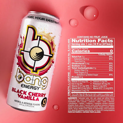 Bang Black Cherry Vanilla Sugar-Free Energy Drink | 16 Fl Oz (12-Pack)