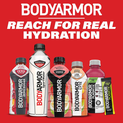 BODYARMOR SportWater High Alkaline Electrolyte Water, pH 9+ for Optimal Hydration, 1 Liter (Pack of 12)