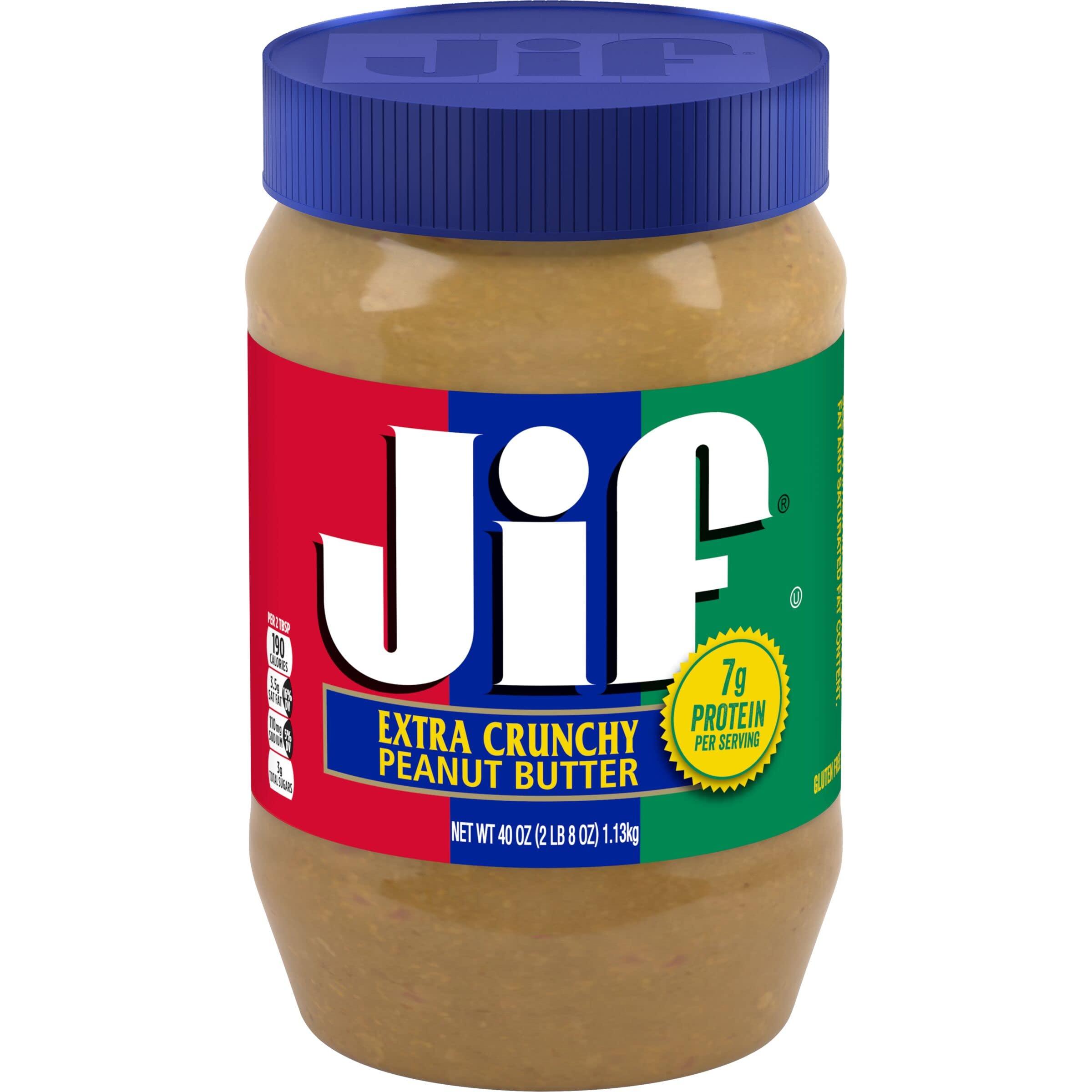 Jif Crunchy Peanut Butter, 40 oz, Gluten-Free, 7g Protein - Jif