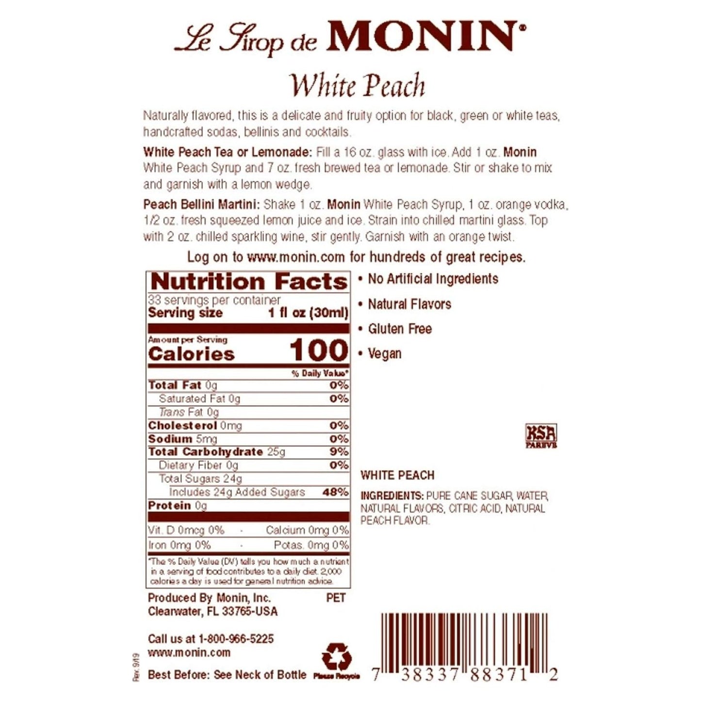 Monin Monin White Peach Syrup