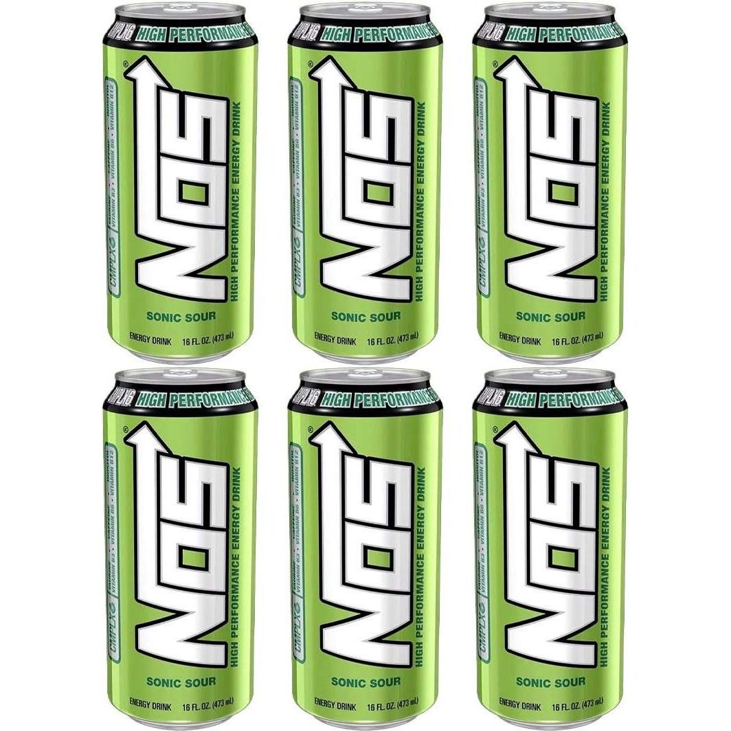 NOS Sonic Sour Energy Boost, 16oz Can (6-Pack) - NOS Energy Drinks