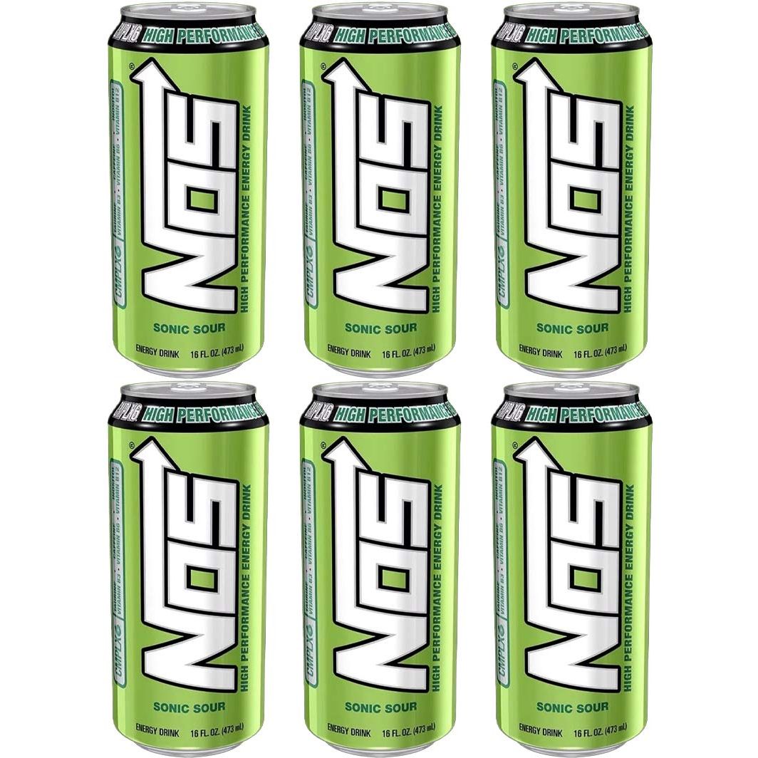 NOS Sonic Sour Energy Boost, 16oz Can (6-Pack)