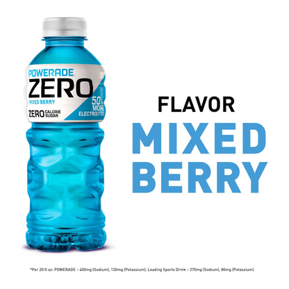 POWERADE Zero Sugar Mixed Berry Hydration Drink, 20 Ounce (Pack of 24)