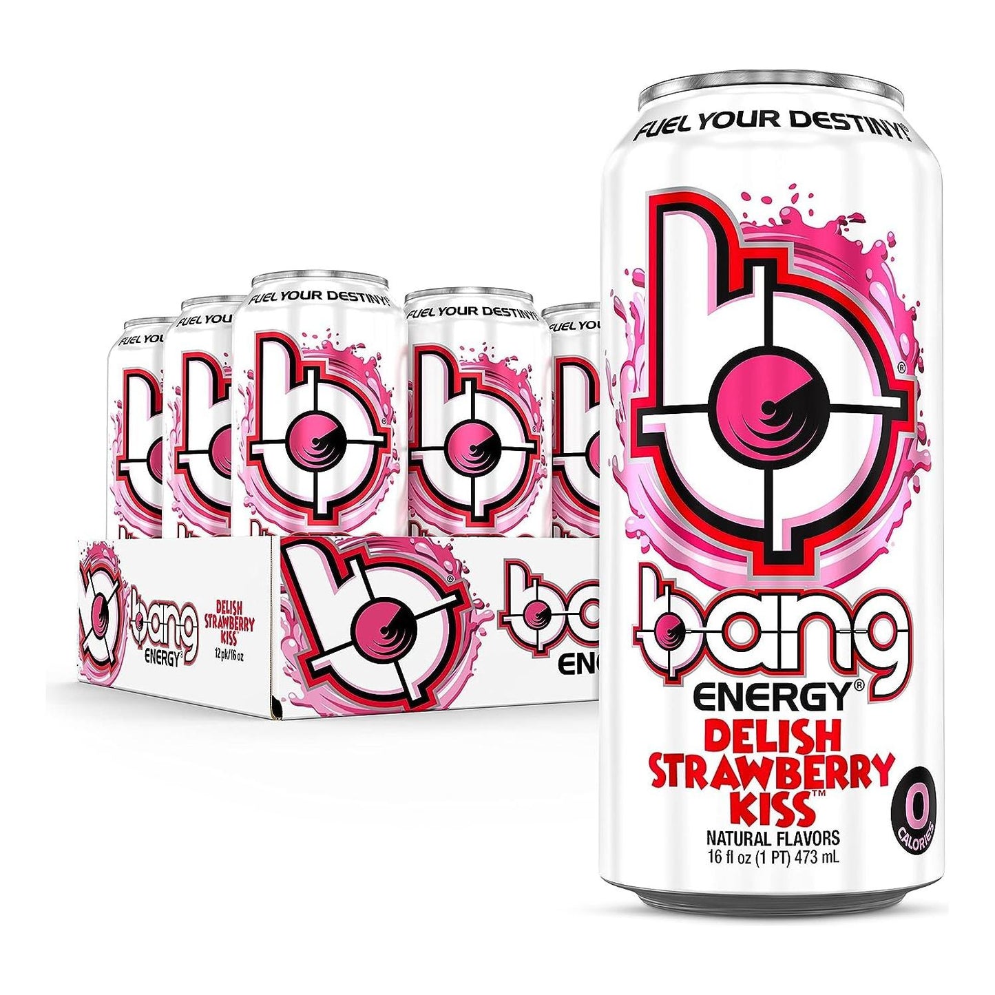 Bang Strawberry Kiss Sugar-Free Energy Drink, 16 Fl Oz (12-Pack)