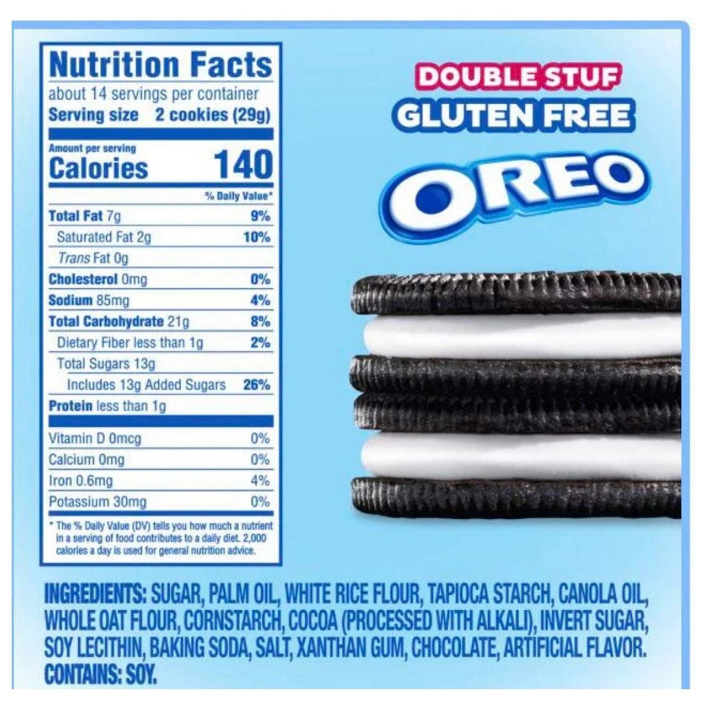 Oreo Double Stuf Gluten Free Chocolate Cream Sandwich Cookies - Bulk Pack of 3 Resealable Bags - 1403 oz Each - Total 42.09 oz - Perfect Healthy Treats for Kids