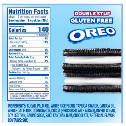 Oreo Double Stuf Gluten Free Chocolate Cream Sandwich Cookies - Bulk Pack of 3 Resealable Bags - 1403 oz Each - Total 42.09 oz - Perfect Healthy Treats for Kids