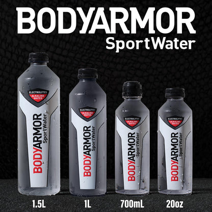 BODYARMOR SportWater High Alkaline Electrolyte Water, pH 9+ for Optimal Hydration, 1 Liter (Pack of 12)