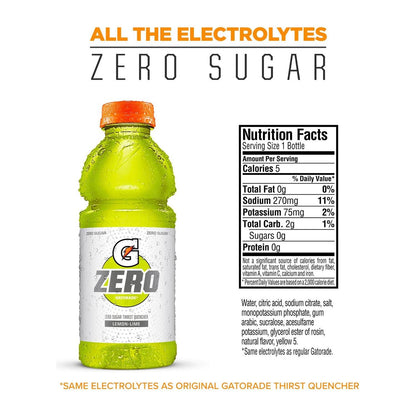 Gatorade G Zero Thirst Quencher Lemon Lime 20 fl.oz (Pack of 16) | Sports Drink | Prime Hydrarion Drink