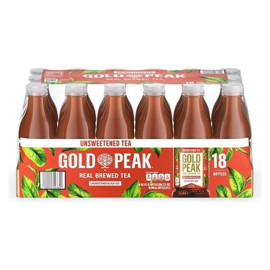 Gold Peak Unsweetened Tea, 16.9 Fluid Ounce (Pack of 18)