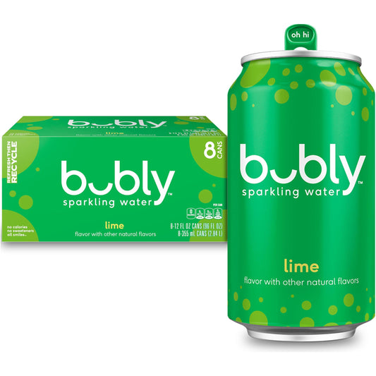 bubly Sparkling Water, Lime, 12 ounce Cans (Pack of 8)