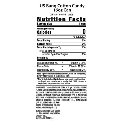 Bang Energy Cotton Candy - Sugar-Free, 16 oz Energy Drink (12-Pack)