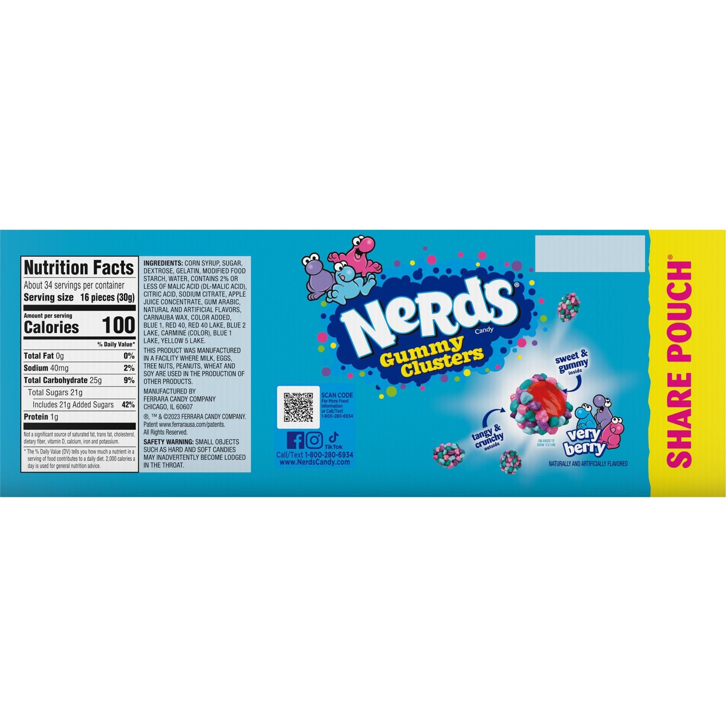 Very Berry Nerds Gummy Clusters Candy, 3 oz Bags (12 Pack) - Nerds