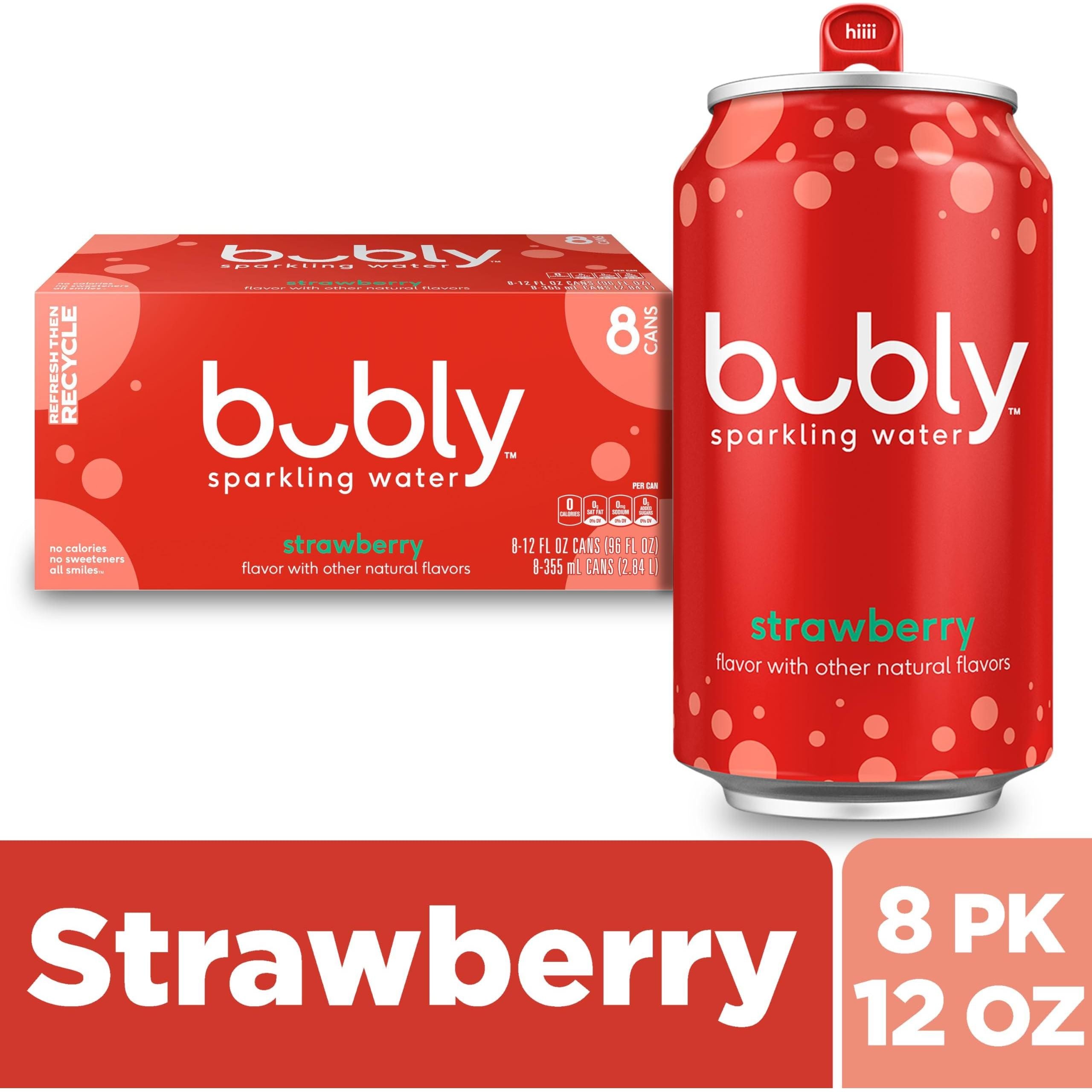 bubly Strawberry Sparkling Water, 12 oz Cans (8 Pack) - Bubly