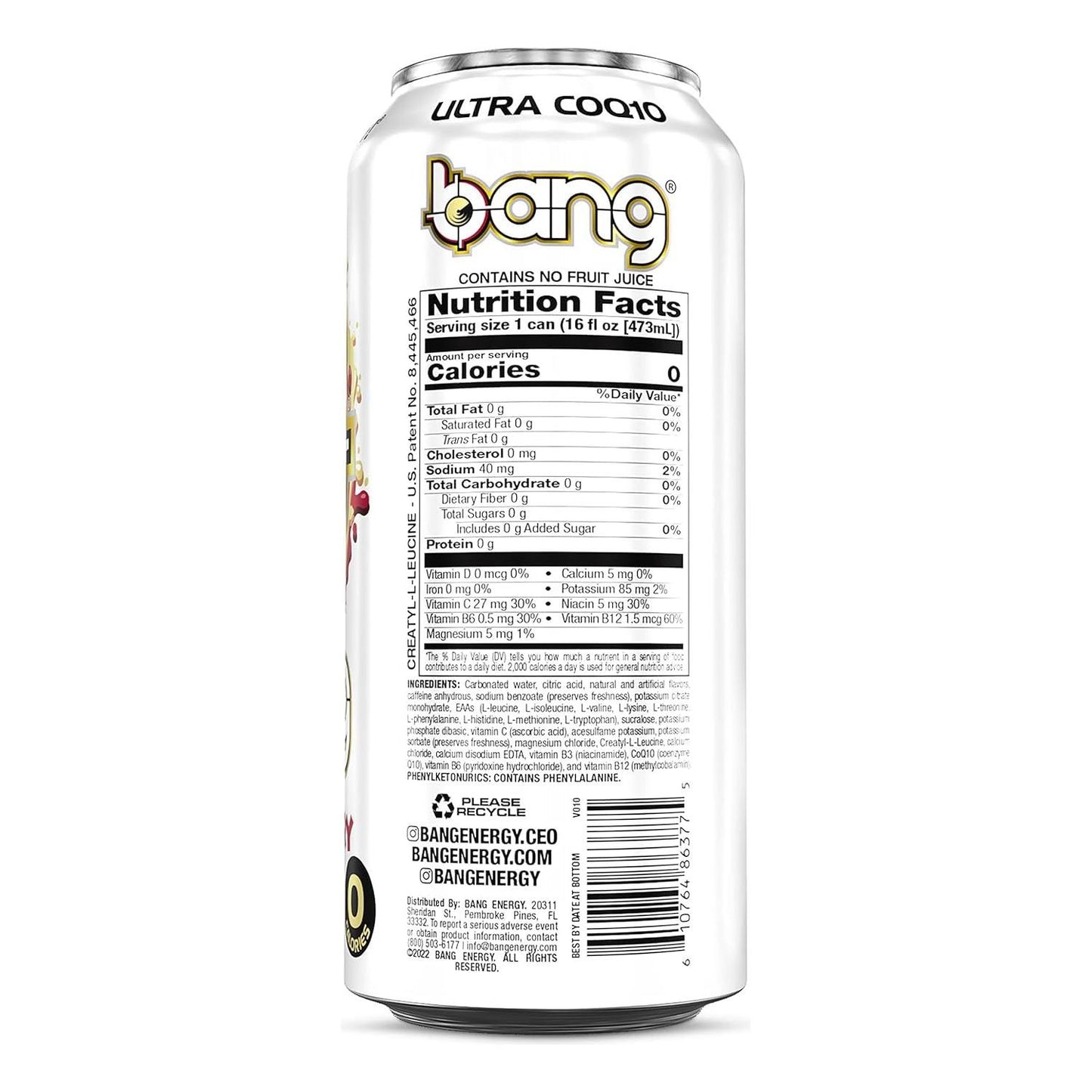 Bang Black Cherry Vanilla Sugar-Free Energy Drink | 16 Fl Oz (12-Pack)