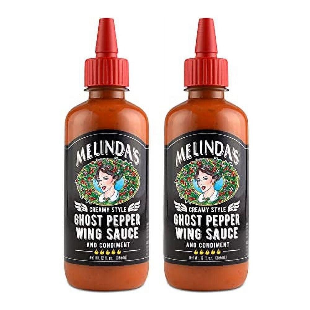 Melinda's Creamy Ghost Pepper Wing Sauce - Spicy 2 Pack (12 oz Bottles) - Melinda's