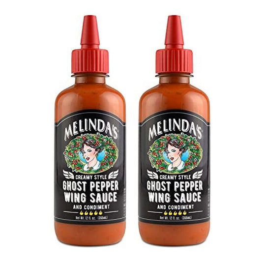 Melinda's Creamy Ghost Pepper Wing Sauce - Spicy 2 Pack (12 oz Bottles)