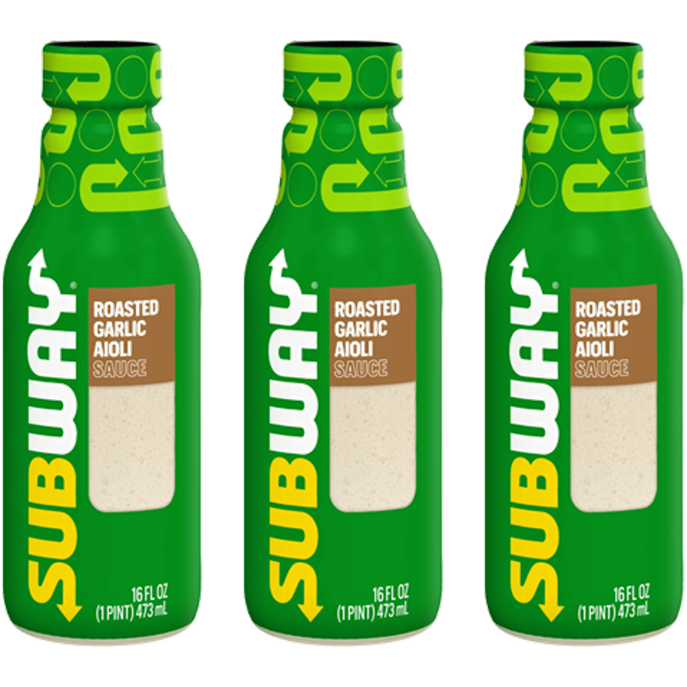 Subway Creamy Roasted Garlic Aioli Sauce, Set of 3 Bottles (16 fl. oz. each) - Subway