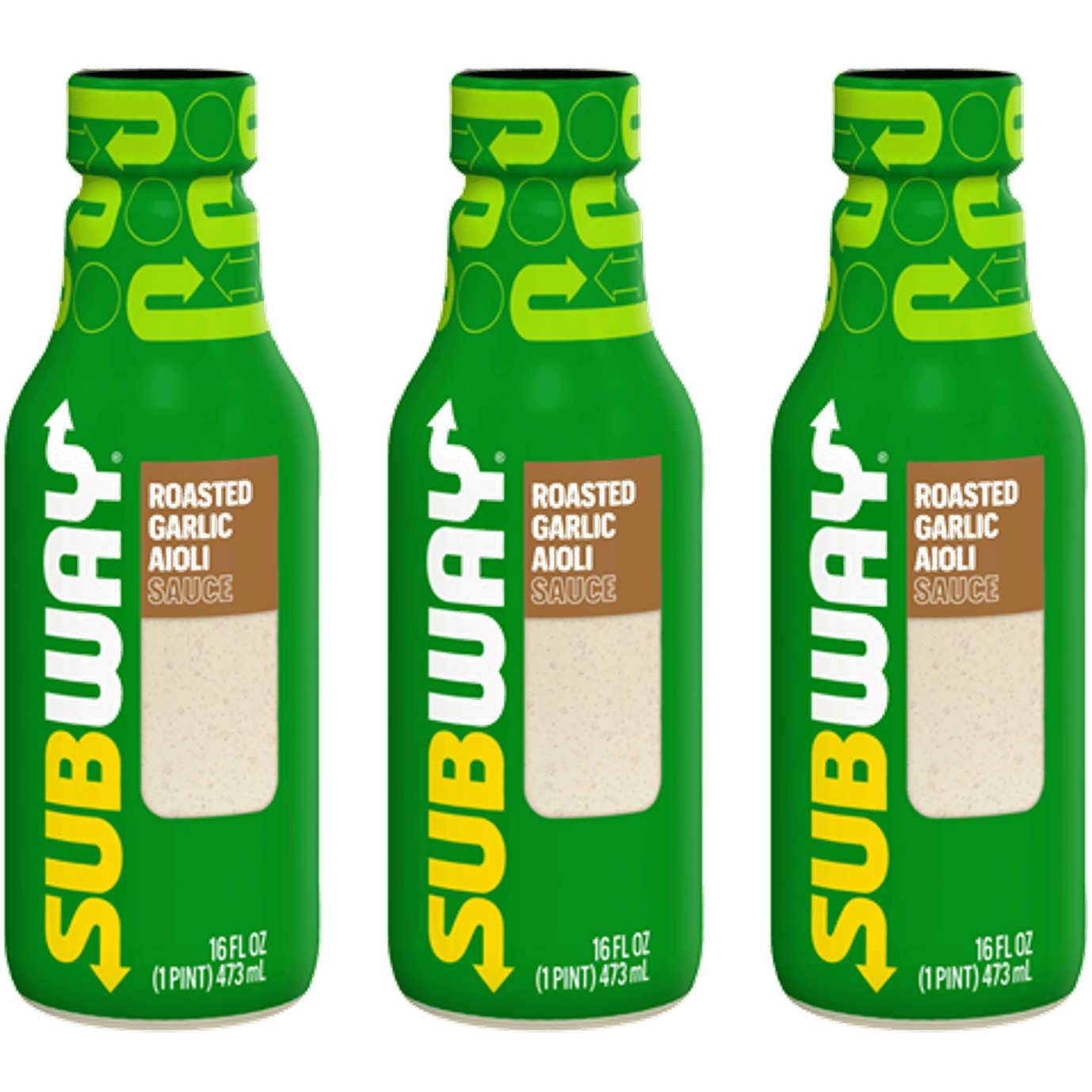 Subway Creamy Roasted Garlic Aioli Sauce, Set of 3 Bottles (16 fl. oz. each)