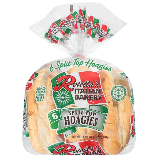 Rotella's Italian Bakery 6-Pack Split Top Hoagie Rolls, 17oz - Rotella's Italian Bakery