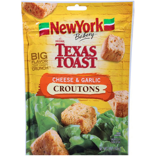 New York Bakery Cheese & Garlic Texas Toast Croutons - 5 oz Bag, Pack of 12