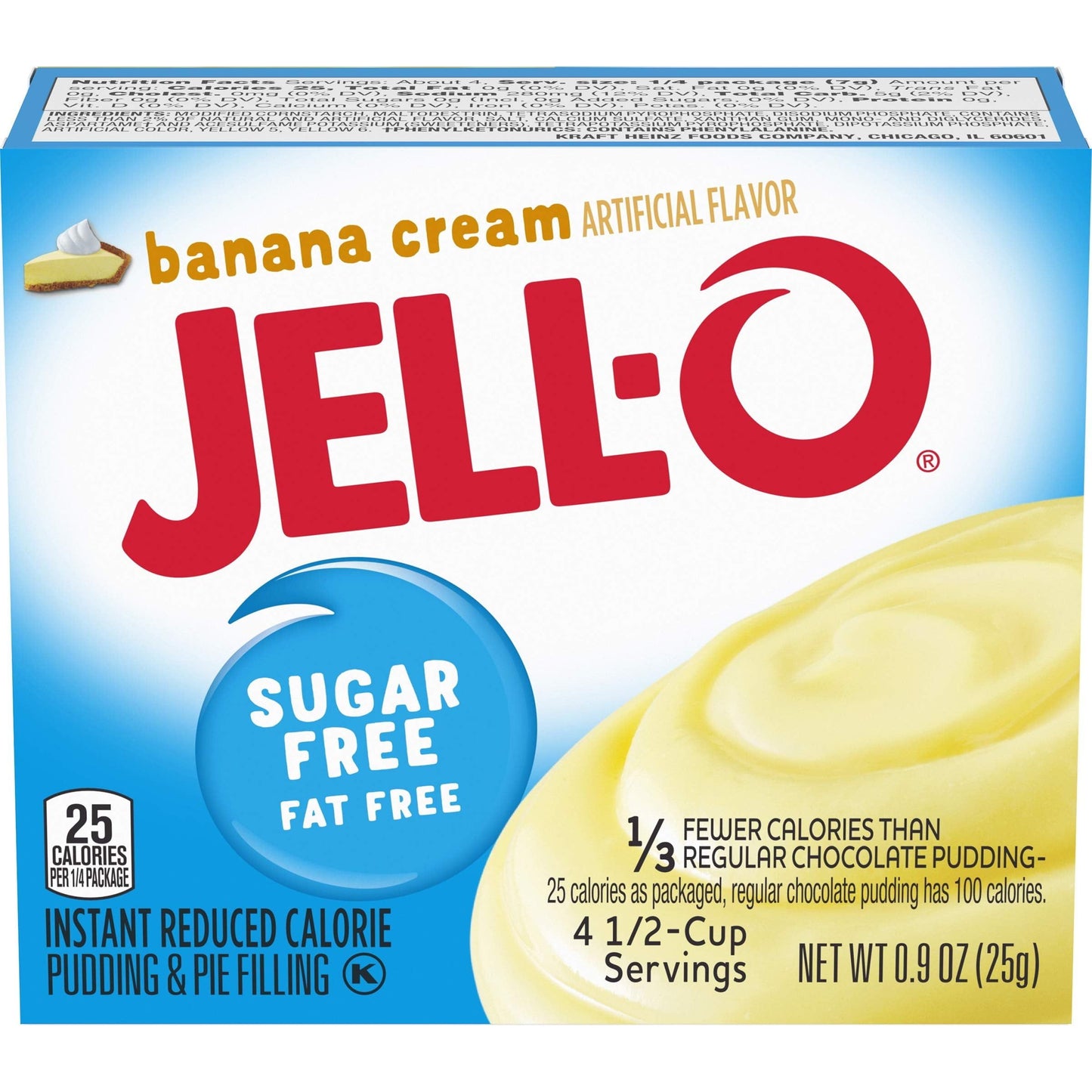 Jell-O Instant Banana Flavor Sugar-Free & Fat-Free Pudding & Pie Filling (0.9 Oz Boxes, Set of 6)