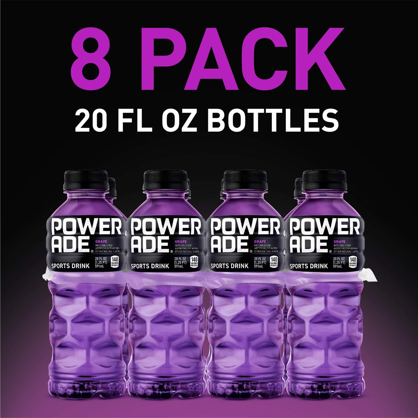 POWERADE Grape Sports Drink, 20 oz Bottles, 8-Pack