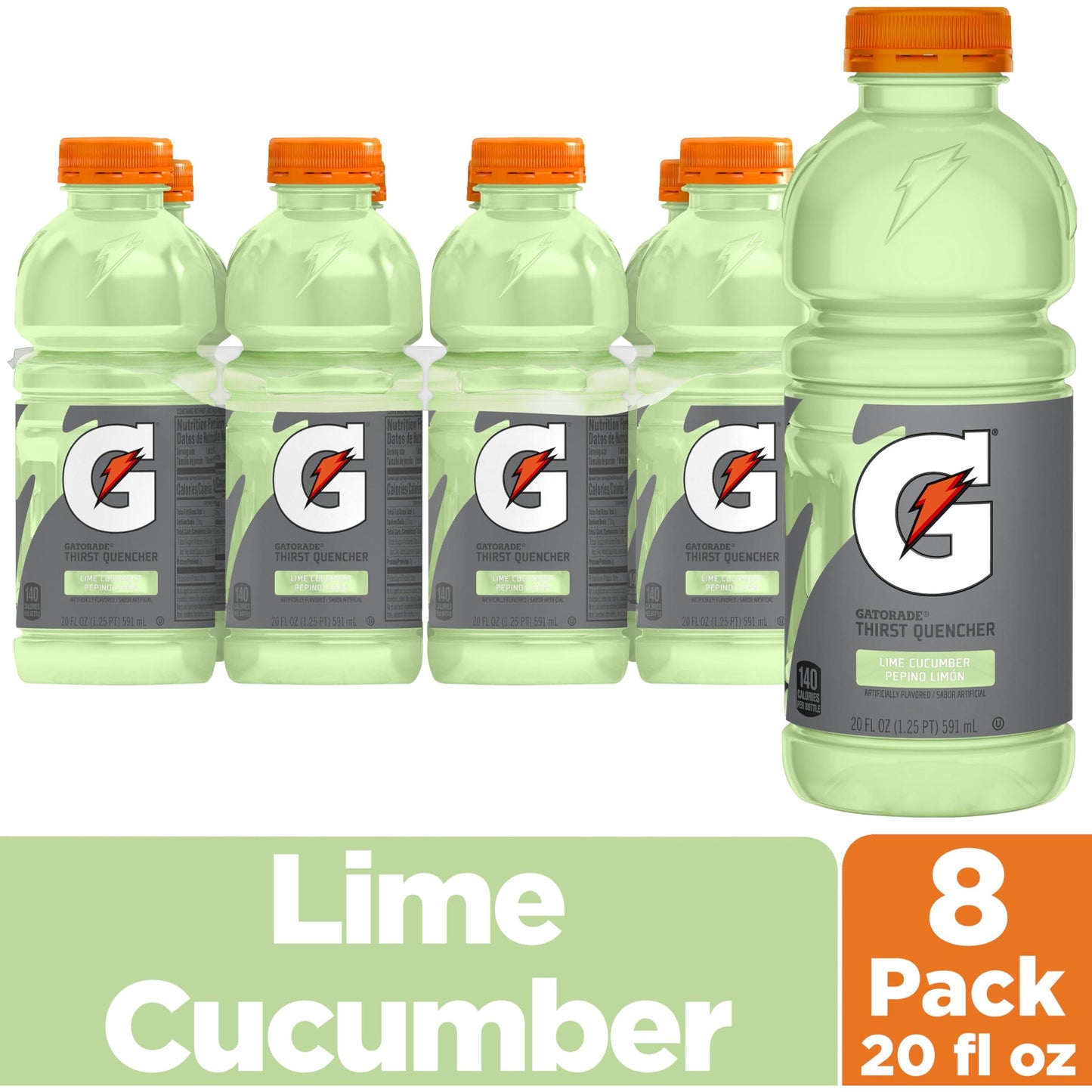 Gatorade Thirst Quencher, Lime Cucumber, 20 Fl Oz, 8 Pack