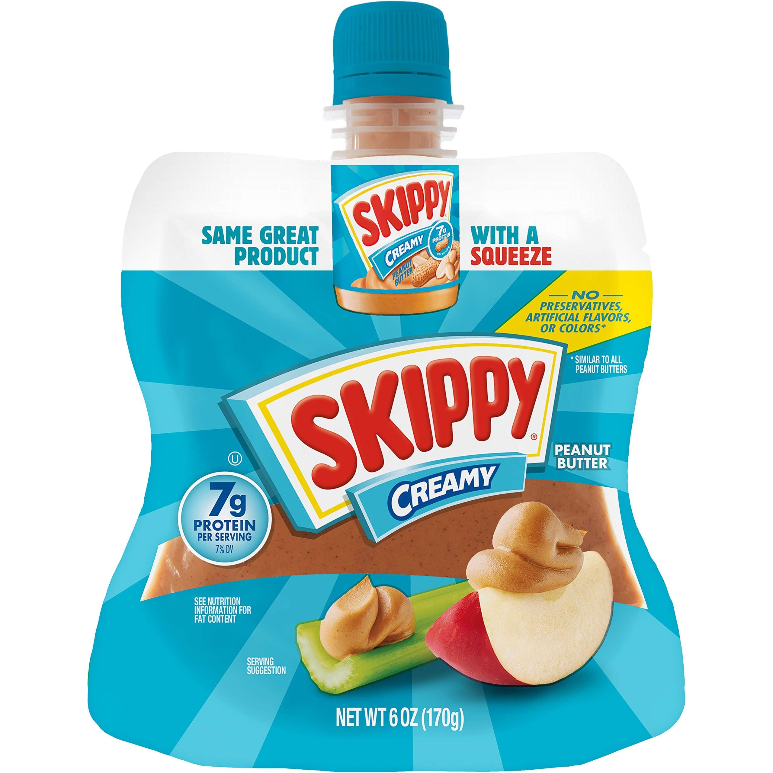 SKIPPY Portable Creamy Peanut Butter Pouch, 7g Protein, Convenient Snack Option - Skippy