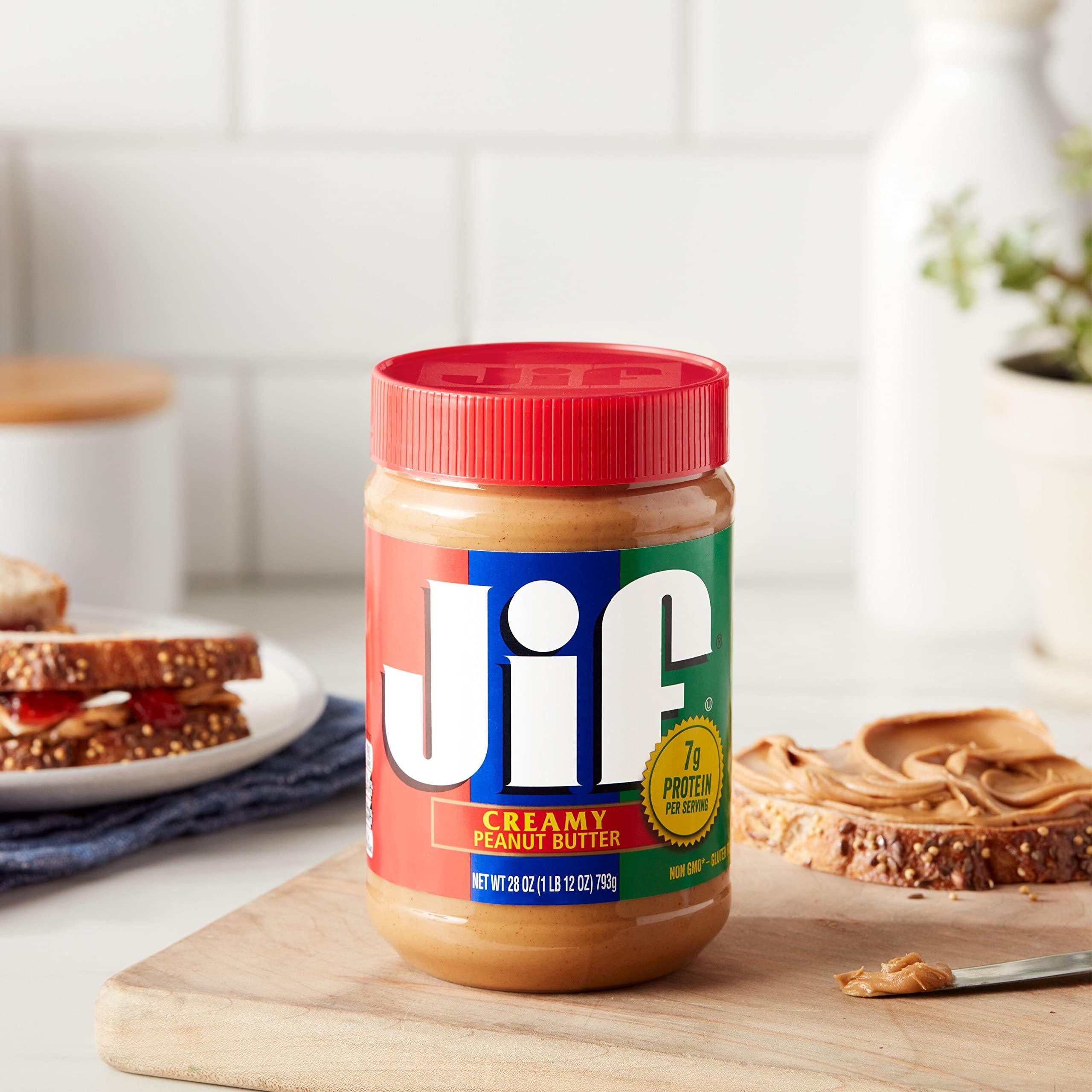 Jif Creamy Peanut Butter, 28 oz, Pack of 10, Gluten-Free - Jif