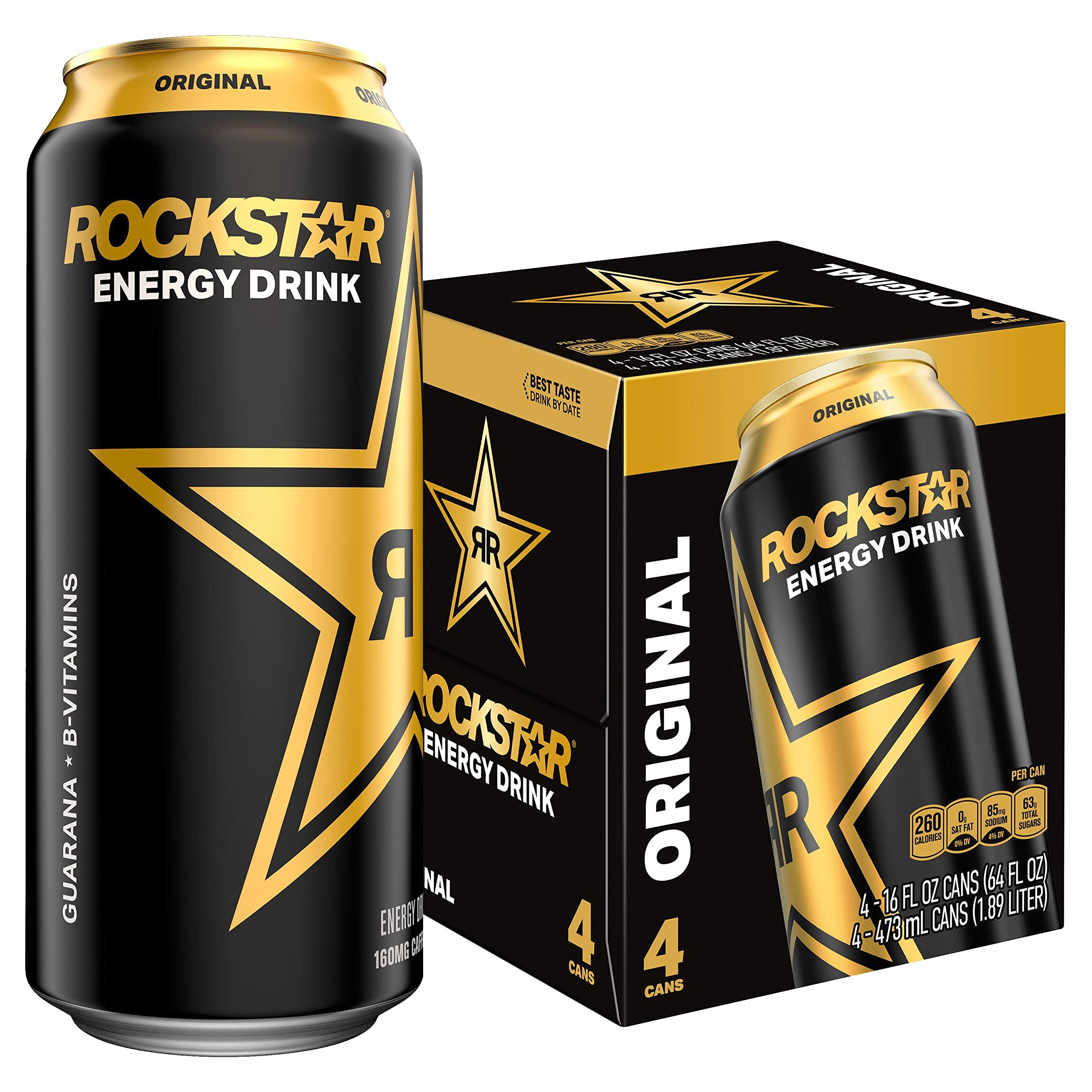 Rockstar Original Energy Drink, Fantasy Fruit Flavor, 16oz Cans, 4-Pack - Rockstar