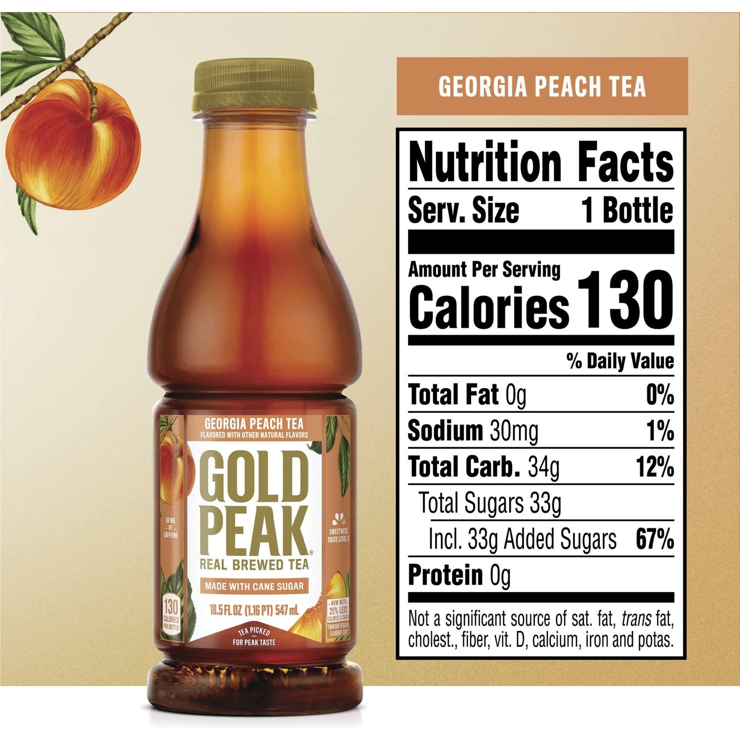 Gold Peak Georgia Peach Iced Tea Drink, 18.5 fl oz ( 12 Pack Bottles)