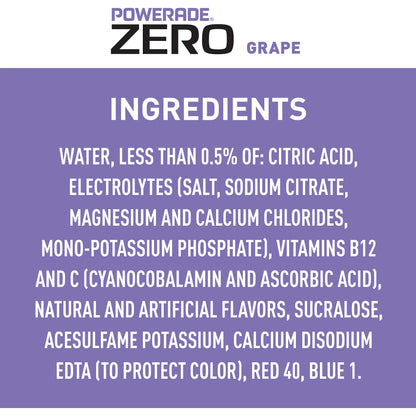 POWERADE ZERO Grape Flavor, 20 oz Bottles - 8 Pack