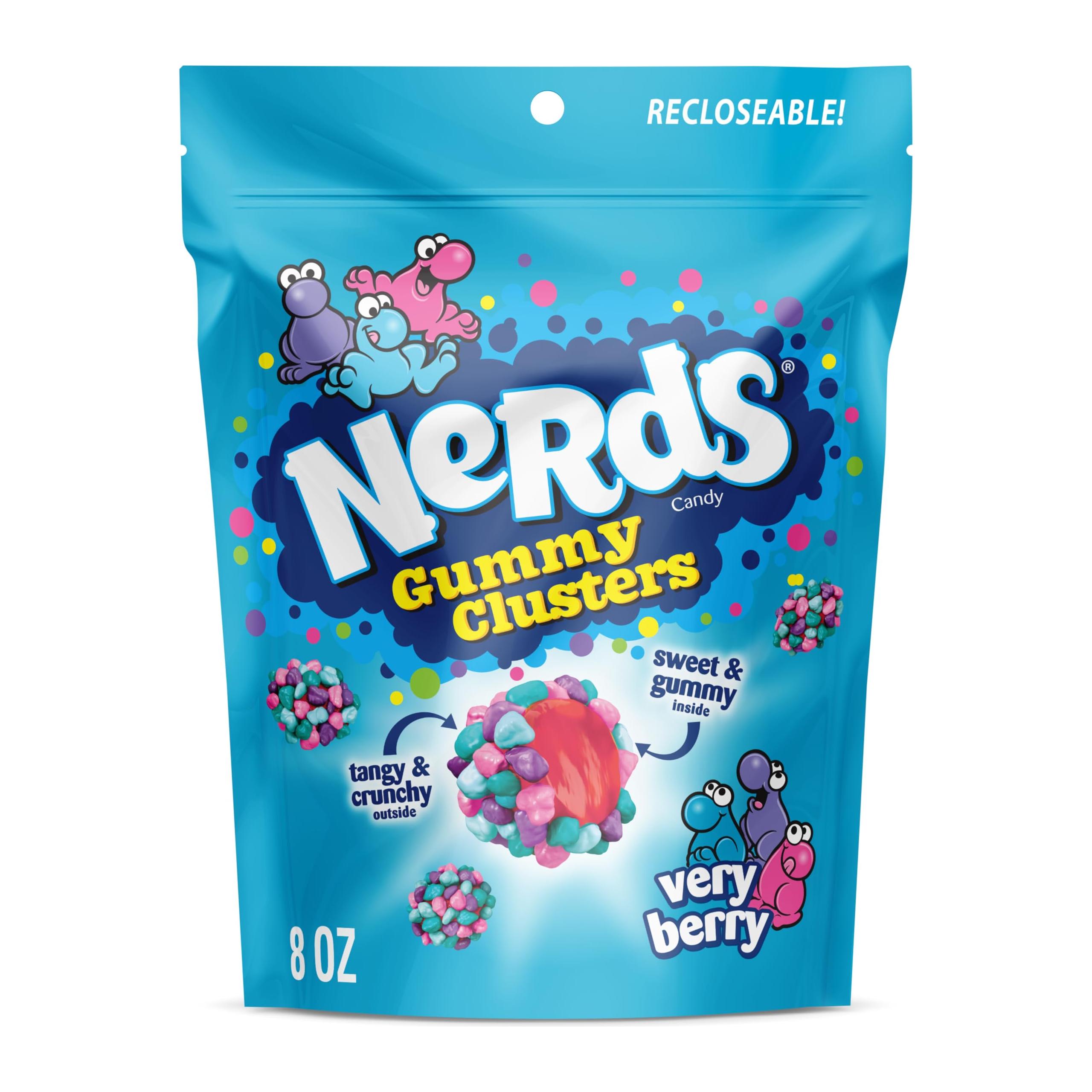 Very Berry NERDS Crunchy & Gummy Clusters Candy, 8 oz - Nerds