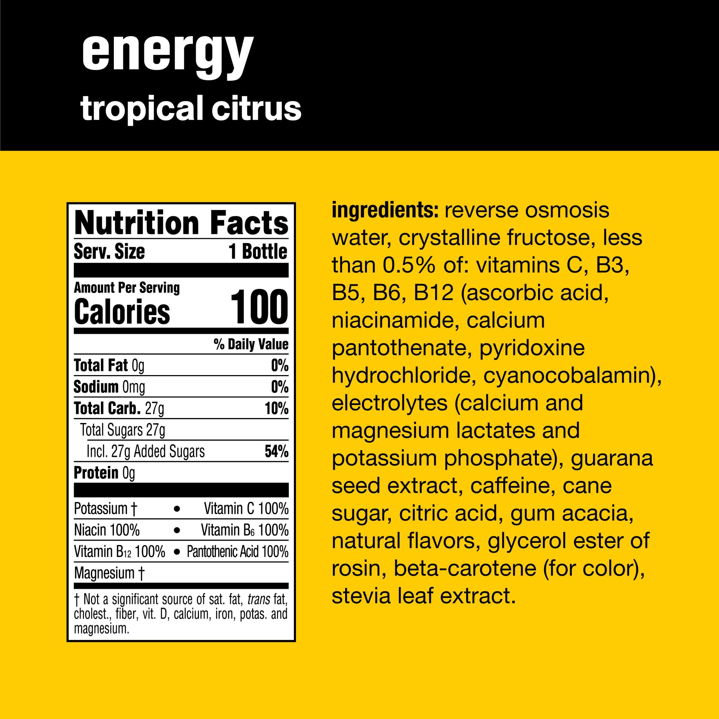 Tropical Citrus Infused Vitaminwater Energy with Electrolytes - 12 Pack (20 fl oz each) - Vitamin Water