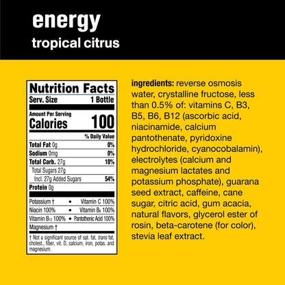 Tropical Citrus Infused Vitaminwater Energy with Electrolytes - 12 Pack (20 fl oz each)